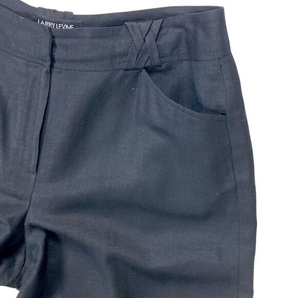 Larry Levine Sport Straight Leg Pants Womens 12 Black Linen Lightweight Casual - Picture 4 of 13